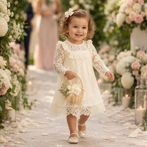 Rare Editions 2T Lace Dress Prairie Cottagecore Formal Wedding Flower Girl Chic